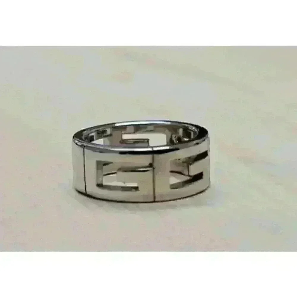 Gucci 18kt White Gold Logo "G" Ring with Diamonds Size 5.25 - Picture 5 of 11